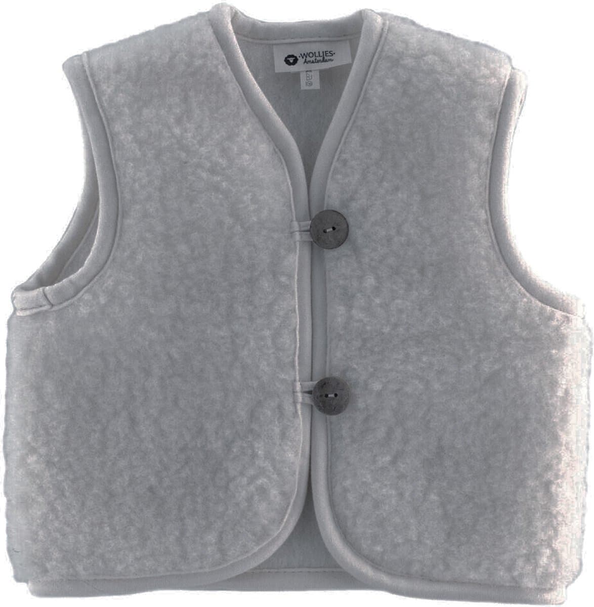WOLLIES Amsterdam - Wollen Kinder Vest - 100% Merino Wol - 74-80 - Lichtgrijs