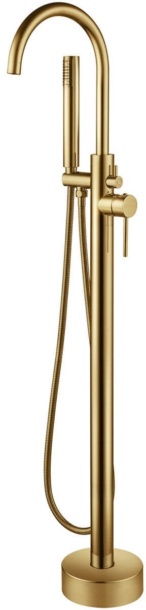 Vrijstaande Badkraan - Leoni - 110.9cm - Handdoucheset - RVS - PVD - Geborsteld Goud