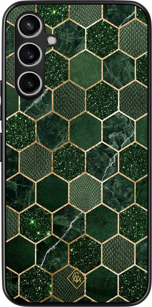 Casimoda® hoesje - Geschikt voor Samsung Galaxy A54 - Kubus Groen - Zwart TPU Backcover - Geometrisch patroon - Groen