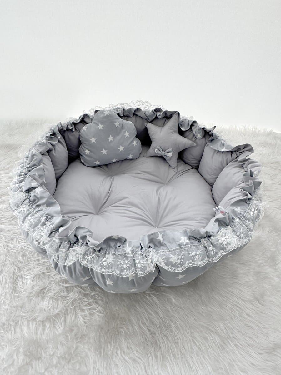 Baby Speelmat- Grijs Ster - 120 x 120 cm