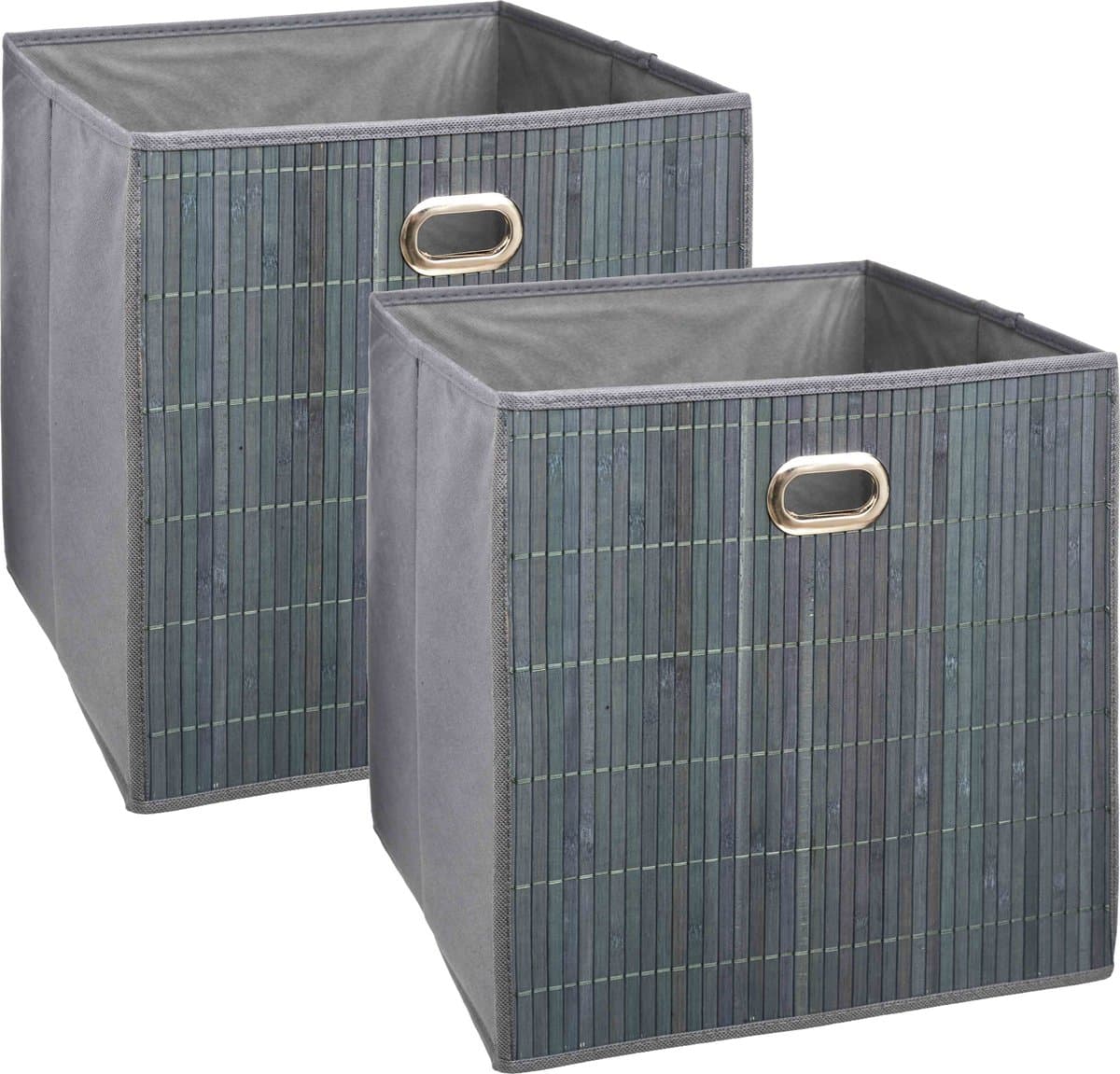 5Five Opbergmand/kastmand - 6x - grijs - linnen/bamboe - 31 x 31 x 31 cm - 29 liter - Vakkenkast manden