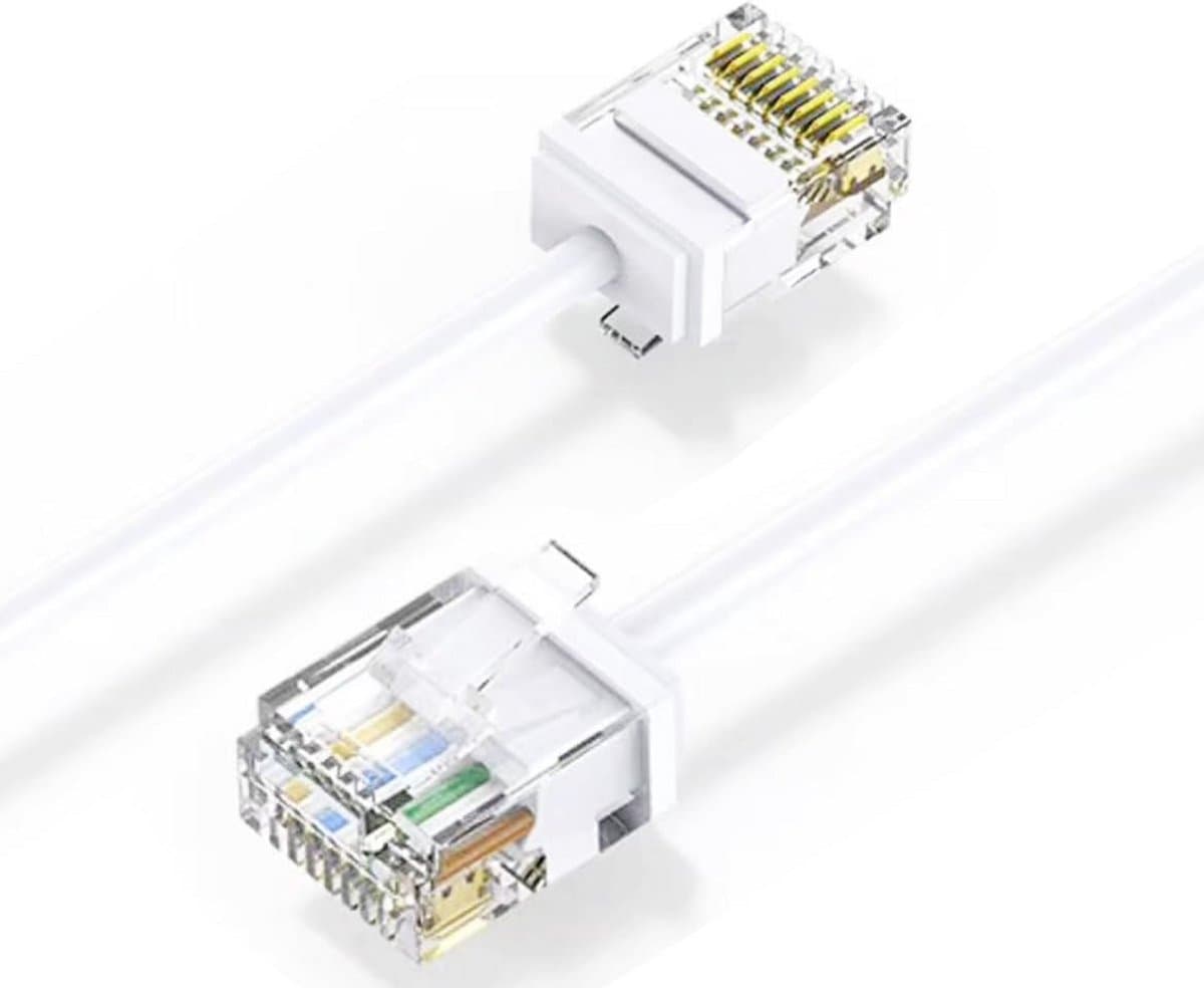 Ultra Dunne Cat 6 Ethernet Kabel 25 cm Wit - Snelle LAN Netwerkkabel 1000 Mbit/s