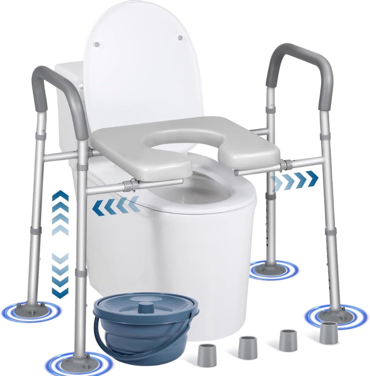 SVN® Toiletverhoger 10 cm - Voor Ouderen - WC Verhoger - Grijs - 51cm x 44cm x 17cm
