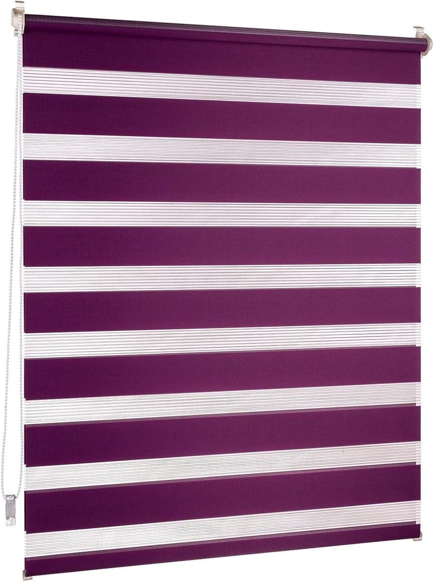Dubbel Rolgordijn Klemfix zonder Boren - 50x150cm, Aubergine/Lila