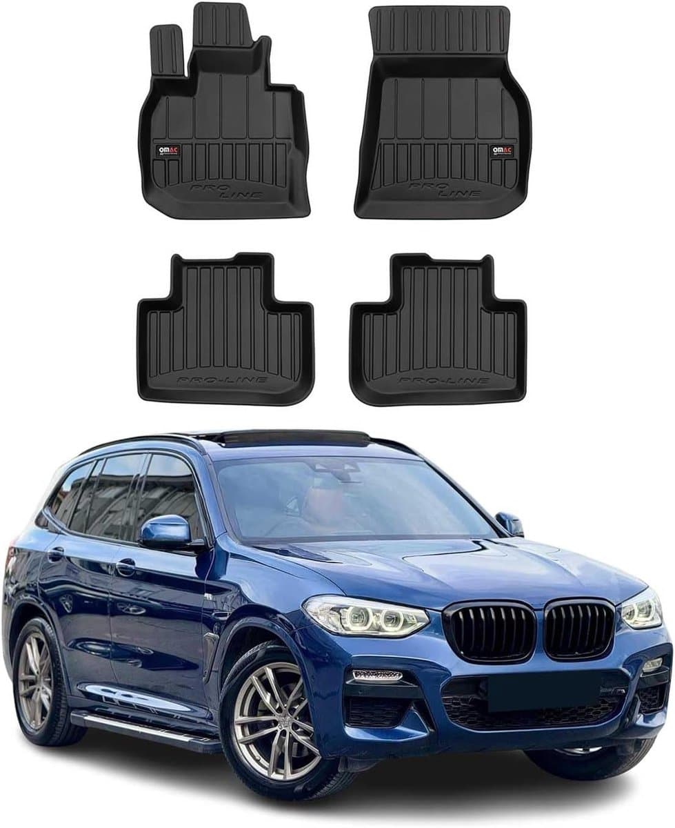 Rubberen Vloermatten - Auto Matten Set - Interieur Bescherming - Geurloos Slipvast - 79x59x8 cm - Zwart