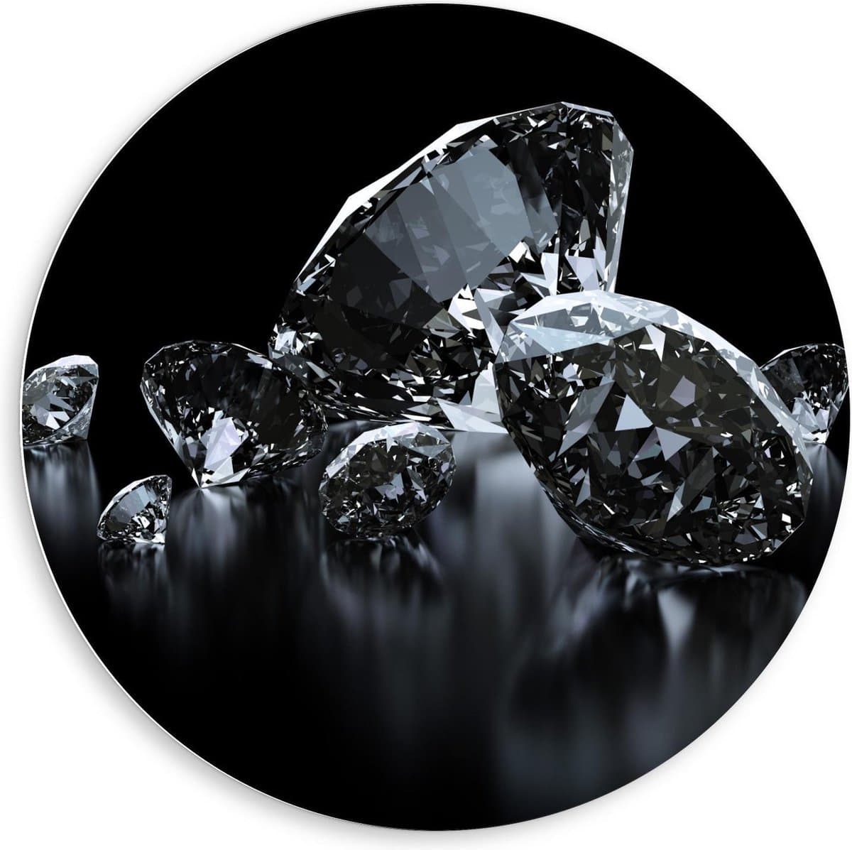 KuijsFotoprint - Schilderij - Heldere Diamanten Zwarte Achtergrond - Zwart, Blauw En Zilver - 80 X 80 Cm