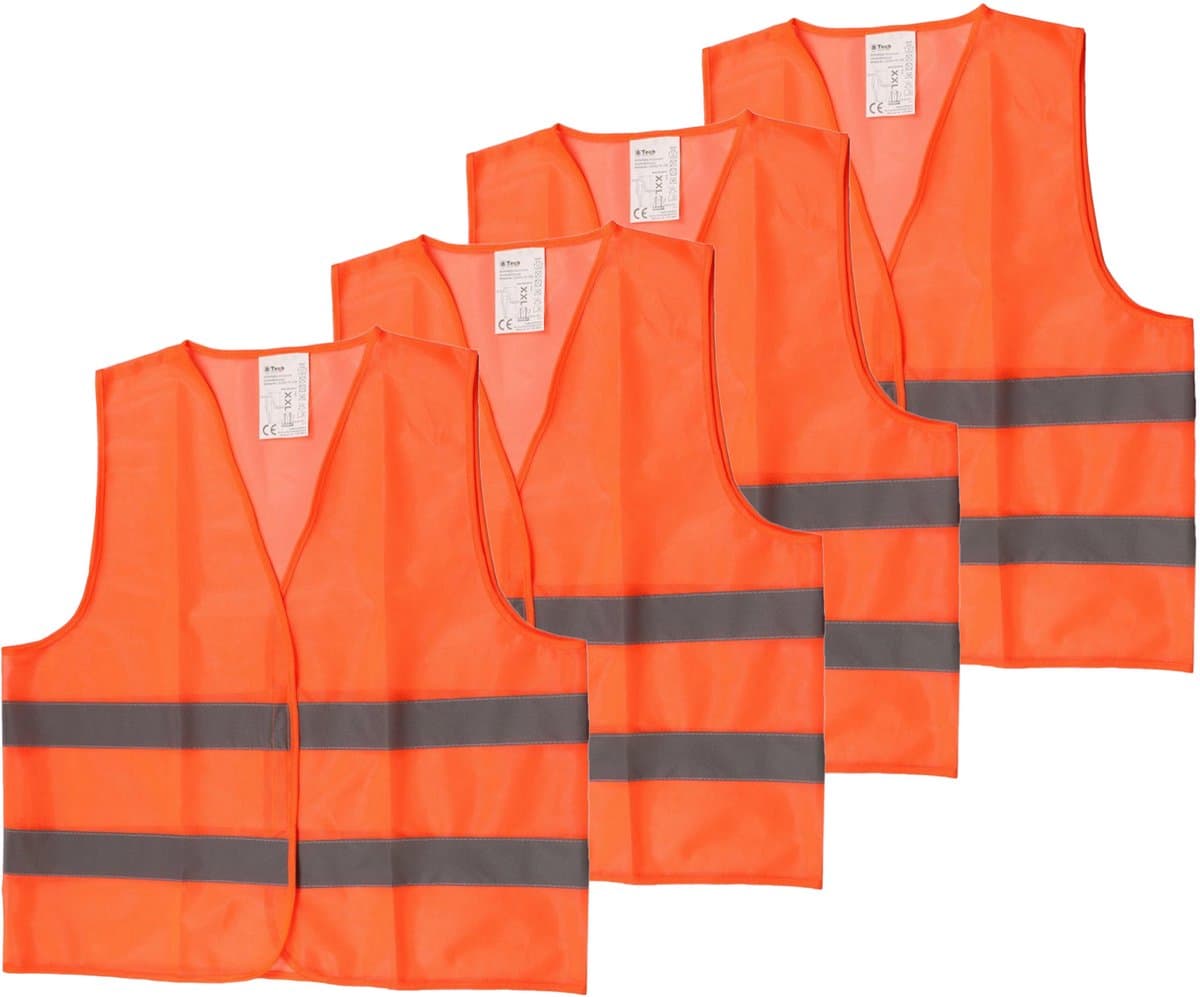 B-Tech Veiligheidshesje - 4x - Oranje - one size - met Reflectie - Veiligheidsvest - Reflectievest - Veiligheidshesje