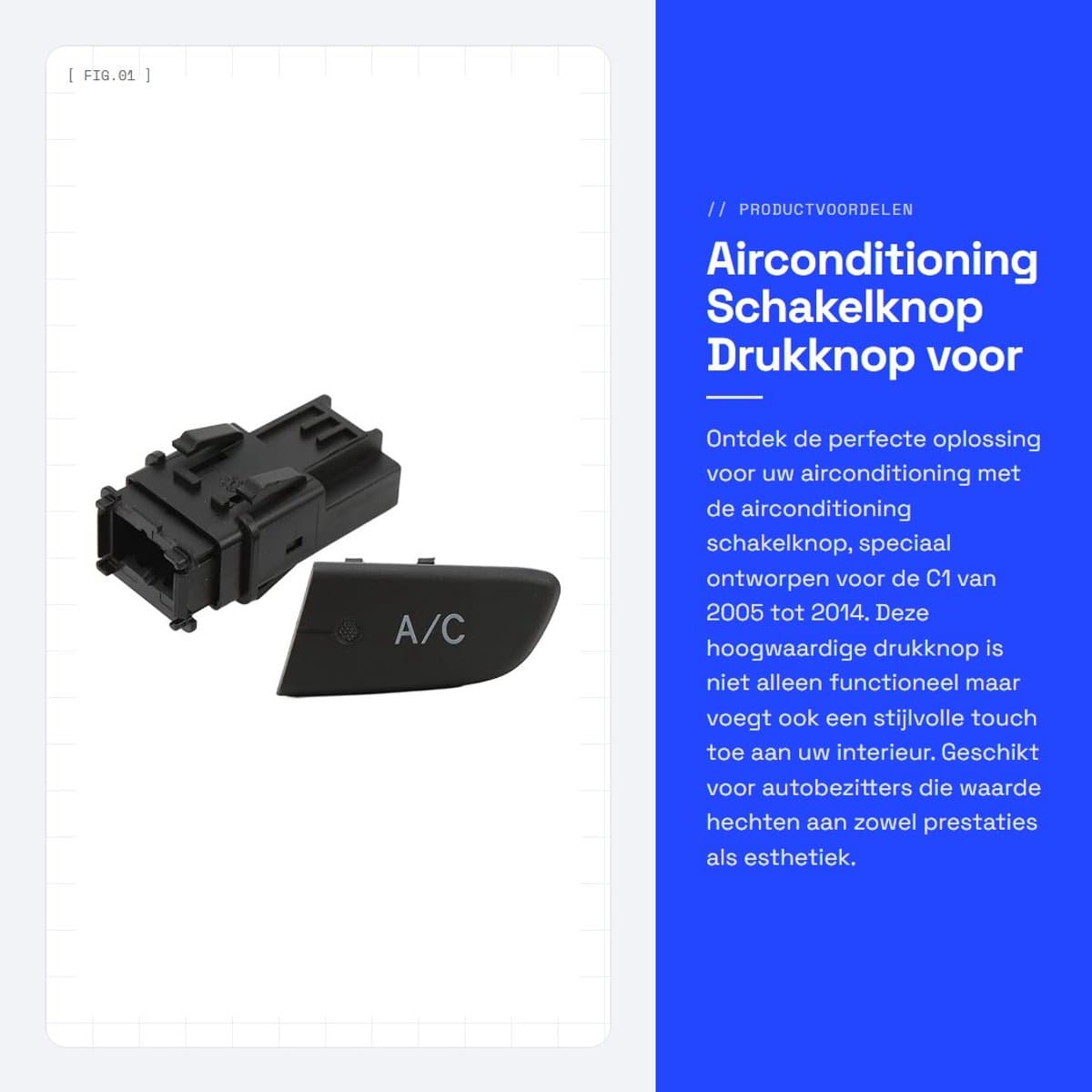 Dailygoody - Airconditioning Schakelknop - Drukknop voor C1 - AC Drukknop met Reservekap - Compact - Auto Accessoire - Geschikt voor C1 2005-2014