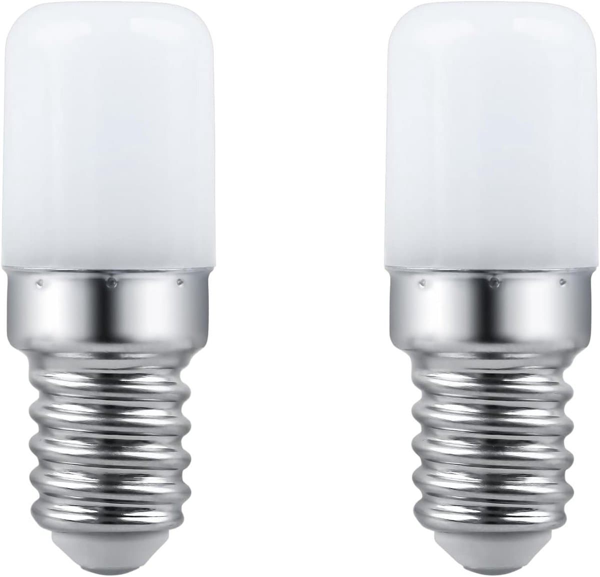 E14 LED Koelwit 6000K Lamp 3W voor Koelkast, Vriezer en Nachtverlichting - Set van 2, Energiezuinig en Dimbaar Equivalent van 30W Gloeilamp
