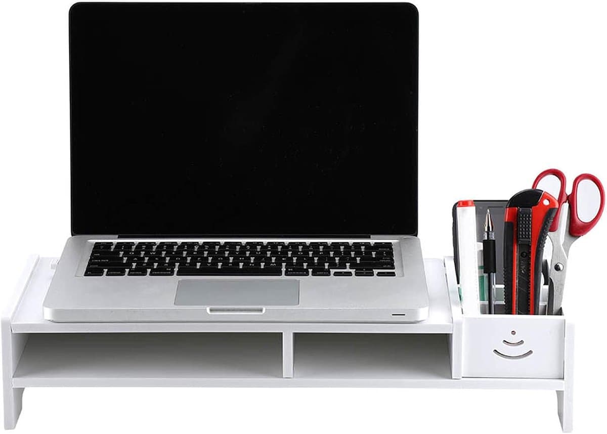 Computer Monitor Riser - 2 Layer Laptop Desktop Stand - Waterproof Desktop PC Monitor Stand voor Home Office - 38 x 20 x 10cm - Ergonomisch Ontwerp - Ruimtebesparend