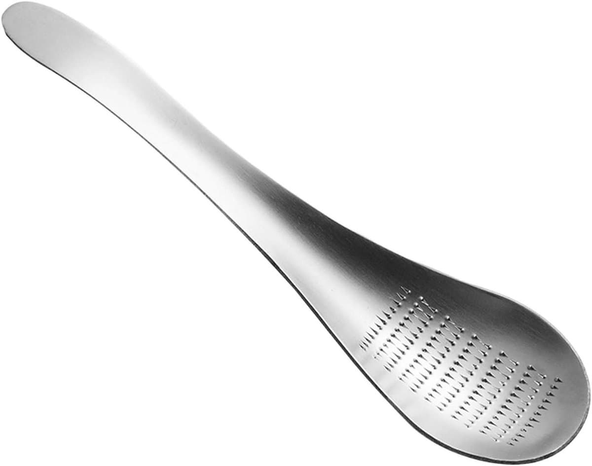 Knoflookrasp - Gembermolen Wasabi rasp - Keuken kruiden raspen - Roestvrijstalen lepelvorm - 17 x 4.3 cm - Zilver