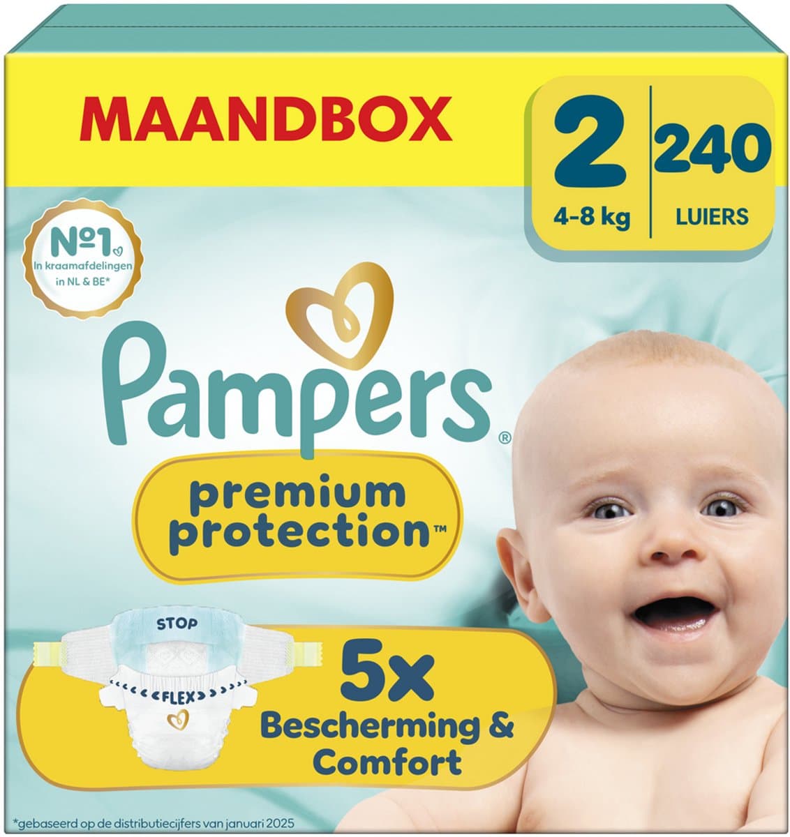 Pampers Premium Protection Luiers Maat 2– Maandbox 240 Luiers