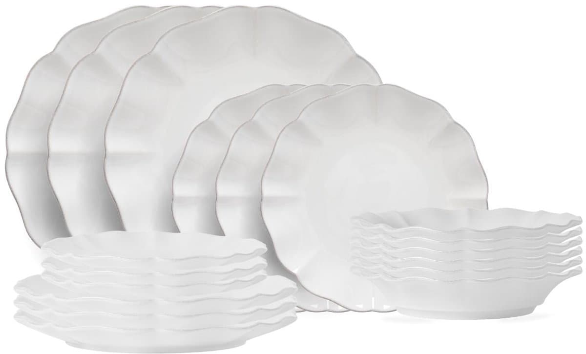 Costa Nova Serviesset Rosa White 18-delig / 6 personen - 6 dinerborden, 6 ontbijtborden & 6 diepe borden