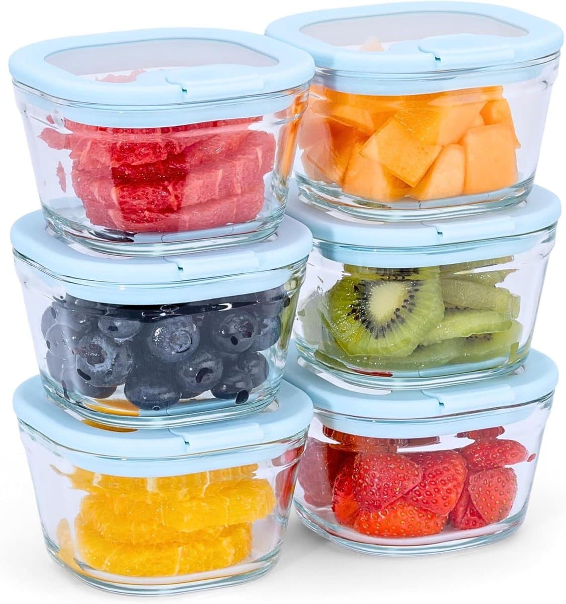 Vershouddozen Glas - Bewaarcontainers Set - Voedsel Voorbereiden - Oven Magnetron Diepvries - 6x 250ml - Transparant