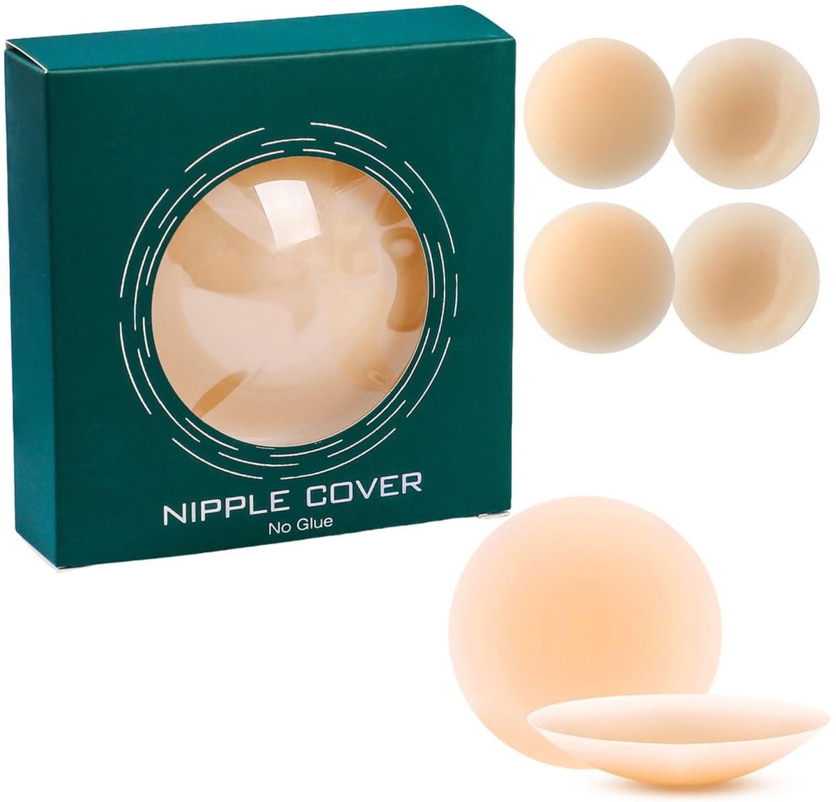 Dailygoods- Tepelpads Herbruikbaar - Siliconen Tepelafdekkingen - Zelfklevend - Verpakking van 2 Paar - Milieuvriendelijk - Premium Kwaliteit [8 cm Ø] - Tepelcovers