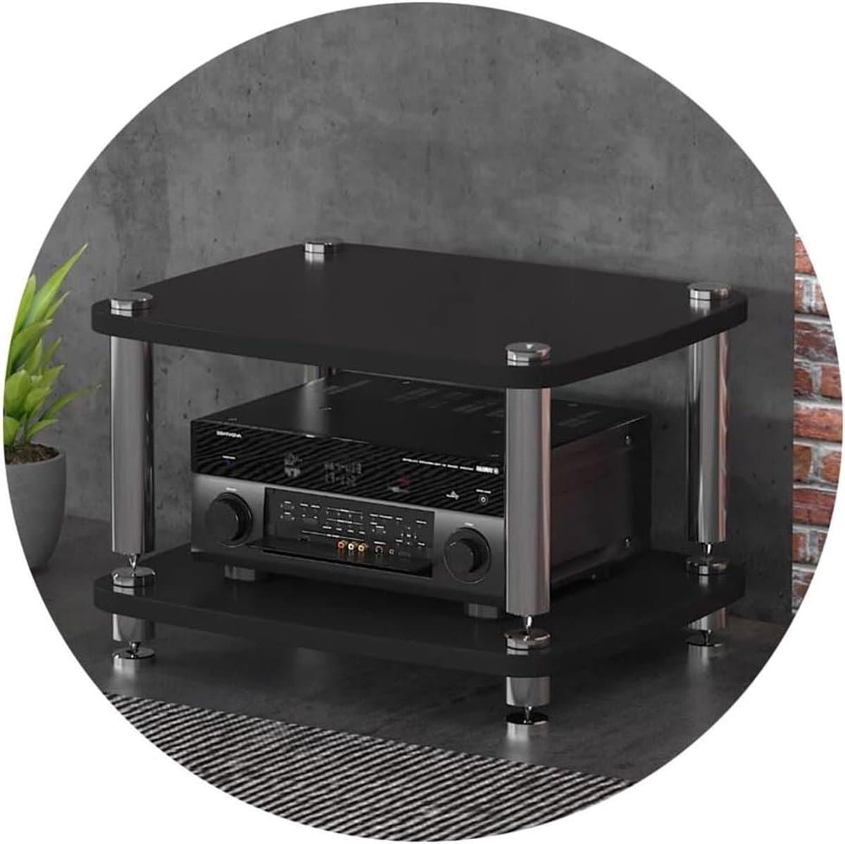 Audio Kast - Apparatuur Plank - Geluid Verbeteren - Schokabsorberende Voeten - 60x48x38 cm - Zwart