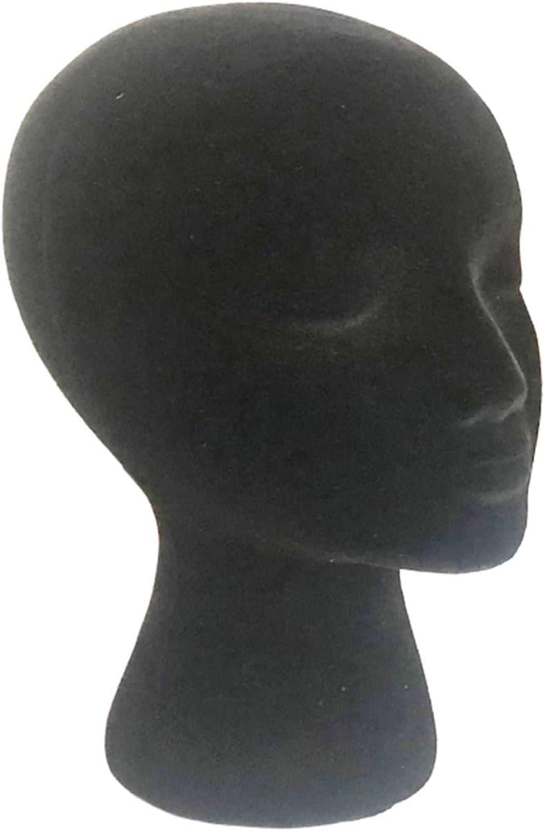 Foam Head for Men Wig Stand Black for Hair Accessories, Glasses, Hats, Jewelry, Scarves and Headphones