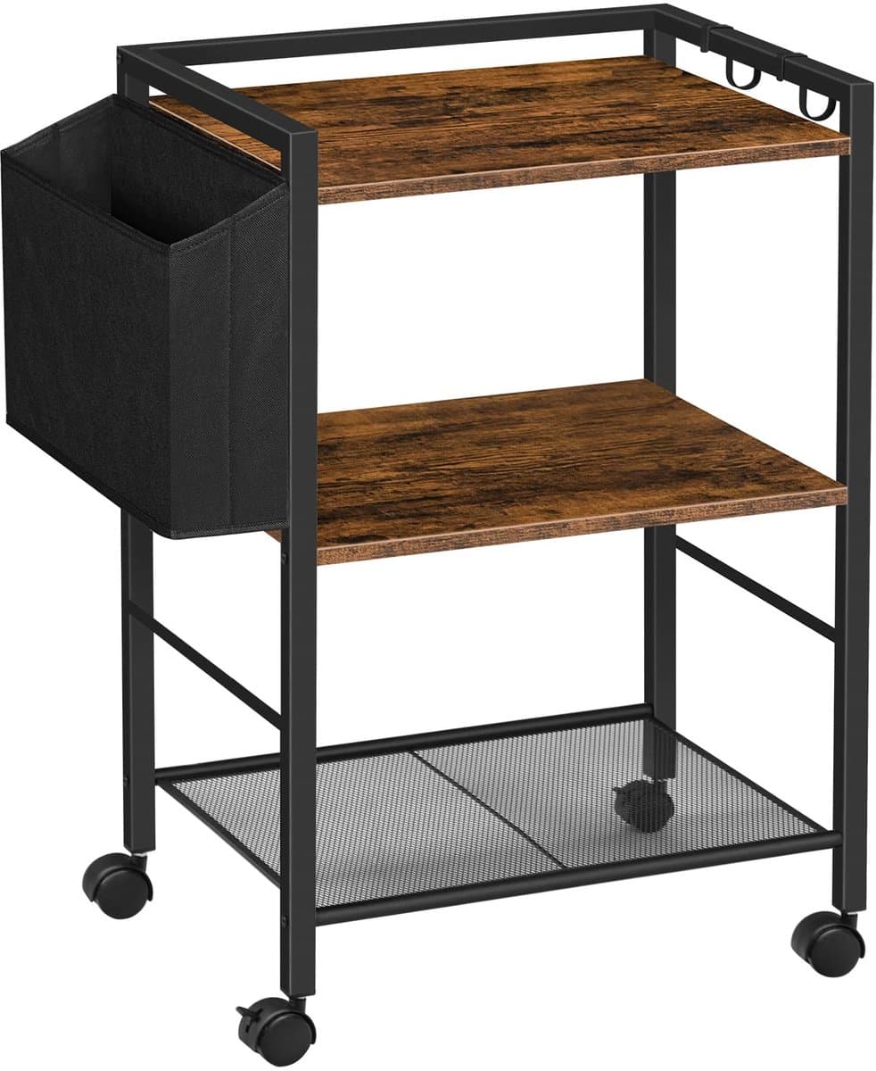 Allecto - Printer tafel - Printer stand met wielen - 3 lagen - 52 x 40 x 80.5 cm - Documenten opbergen - Geschikt voor kantoor en thuis - EBF21PS01