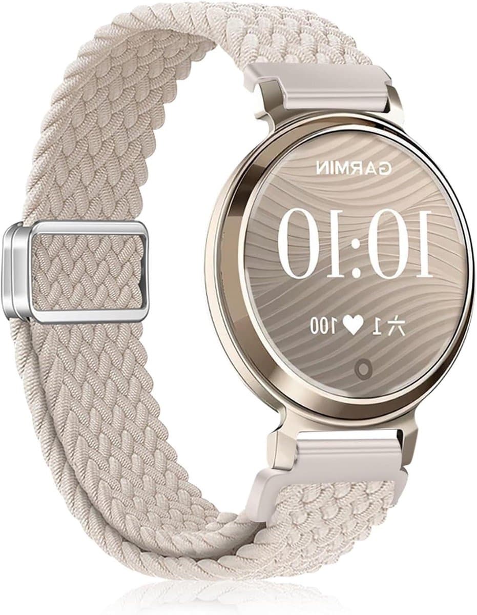 Nylon armband voor Garmin Lily 2 Active/2 Classic, magnetische gesp, reserveband, gevlochten reserveband, horlogeband, compatibel met Garmin Lily 2/2 Sport (sterrenlicht)