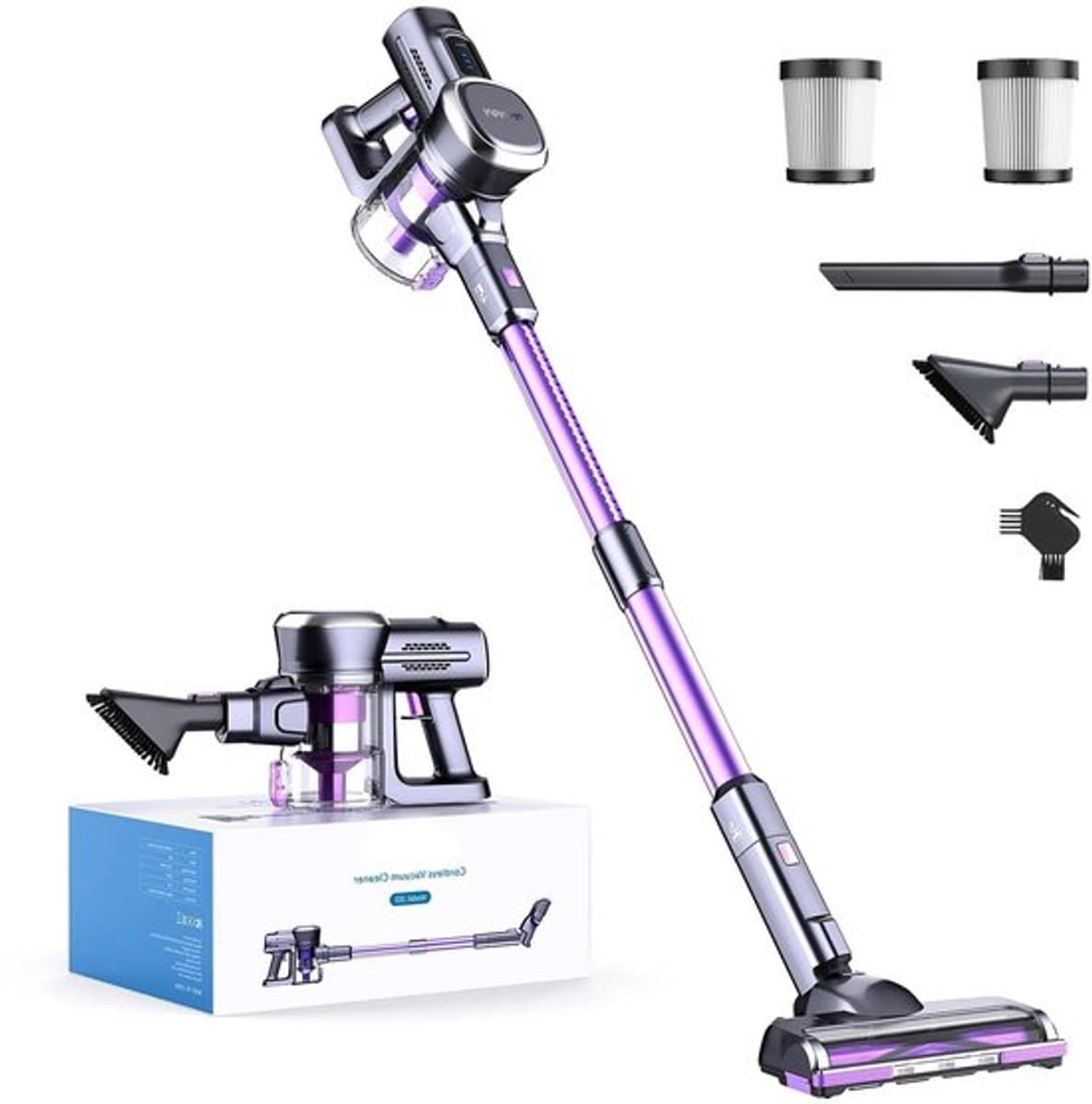 Steelstofzuiger - Draadloze - Vacuum Cleaner - Stofzuiger - LED Display - HEPA Filter - 6-in-1 – 25KPa - 235W - Voor Tapijt - Harde Vloeren - Huisdieren