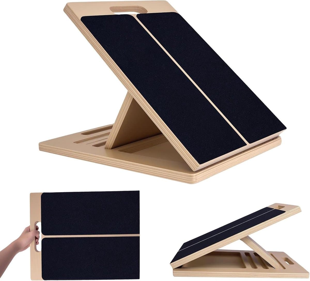 Houten kuitstrekker, schuine plank met verstelbare hellingshoek en kuitstrekbereik, professionele kuitstrekker voor squats, spierstrekking, balans, gebruik in de sportschool en buitenshuis