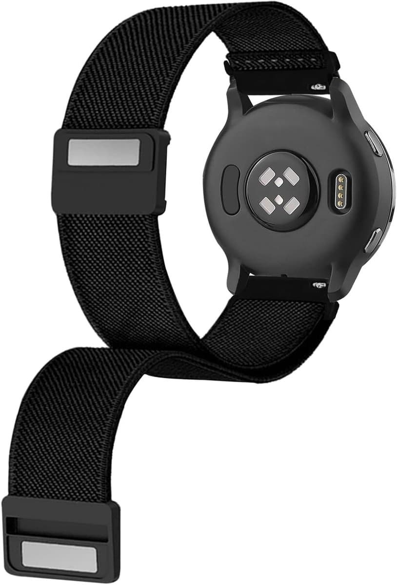 Stretchy Armband met Magnetische Sluiting voor Garmin Venu 3S, Vivoactive 4S en Vivomove 3S - 18mm Zachte Nylon Elastische Horlogeband voor Comfort en Stijl