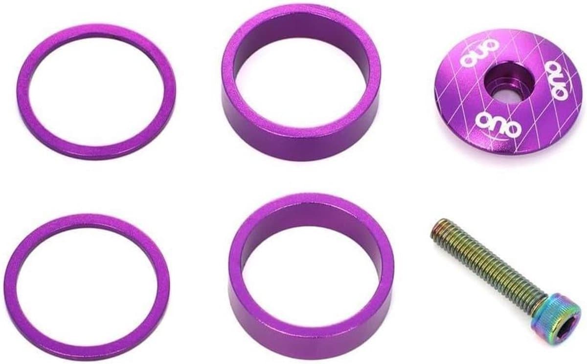 Fiets Headset Afstandsset - Balhoofd Ringen - Fiets Zadel Verstellen - Aluminiumlegering en RVS - 1 1/8 Inch - Paars