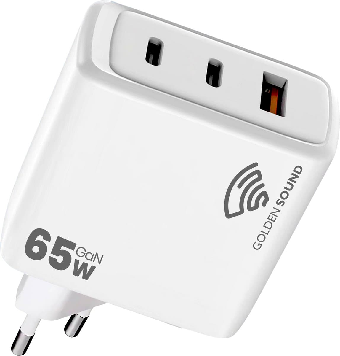 Golden Sound 65W Laptop Oplader - USB C Snellader - 2x USB-C/ 1x USB-A - 3 Oplaadpoorten - Power adapter- Oplader geschikt voor smartphones & laptops