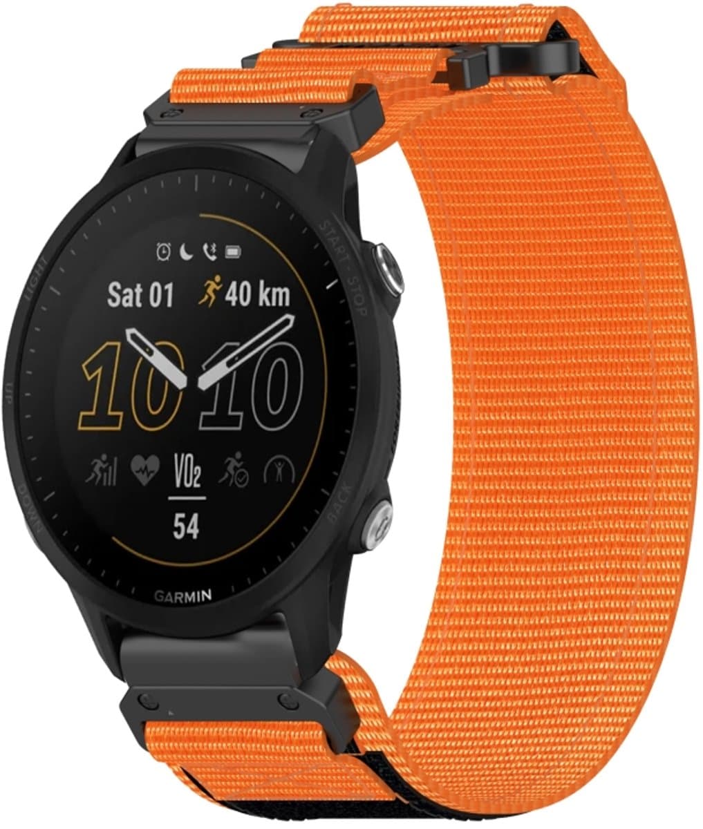 Voor Garmin Forerunner 955 22 mm nylon klittenbandsluiting horlogeband (oranje)