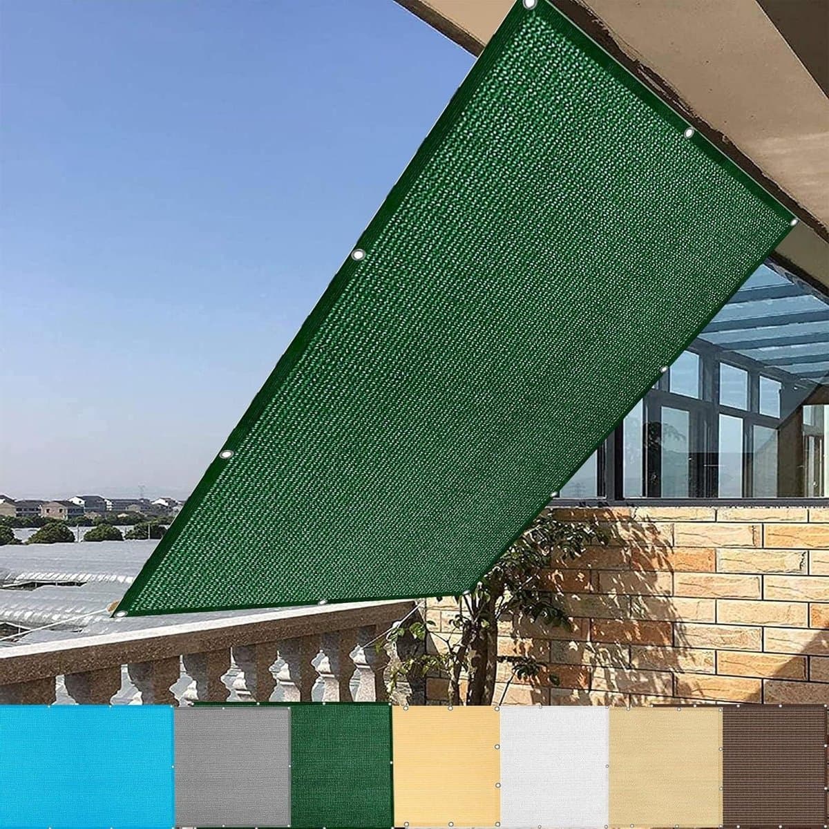 Zonwering Weefsel Net - Privacy Scherm - Balkon Afschermen - UV Beschermend - 3.8x9m - Donkergroen