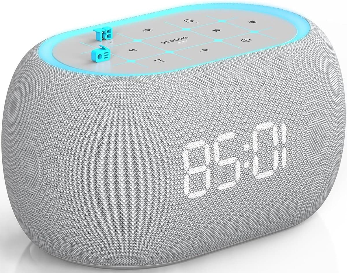 Wekker Radio - Bluetooth Speaker - Ontwaken en Ontspannen - Hi-Fi Stereo Geluid - Klein formaat - Grijs