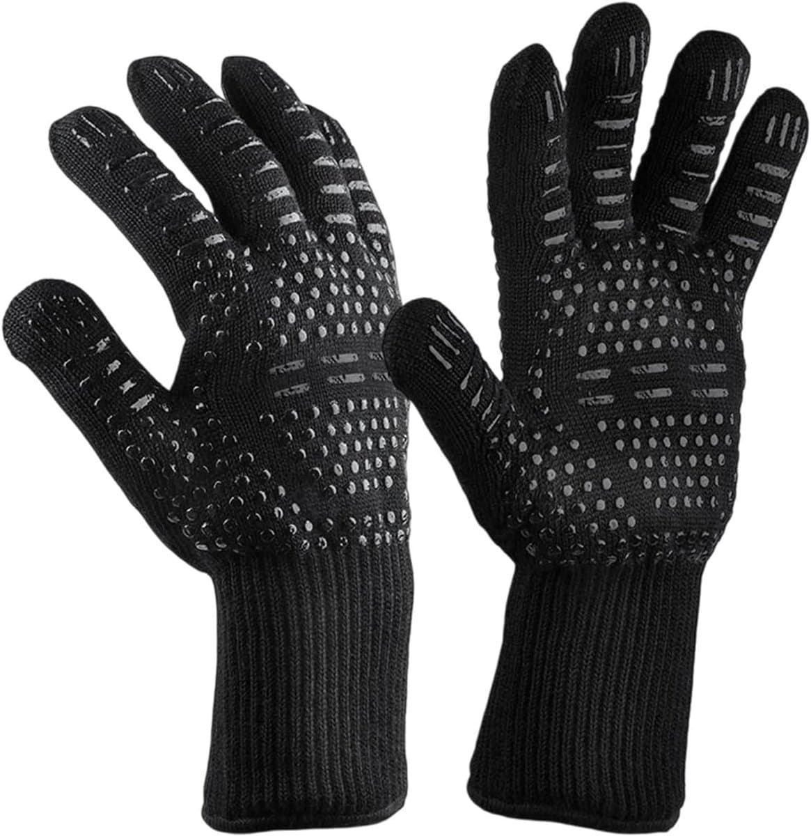 Kookhandschoenen - Bakwanten Hittebestendig - Hitte Beschermen - Verlengde Polsbescherming - One Size - Zwart