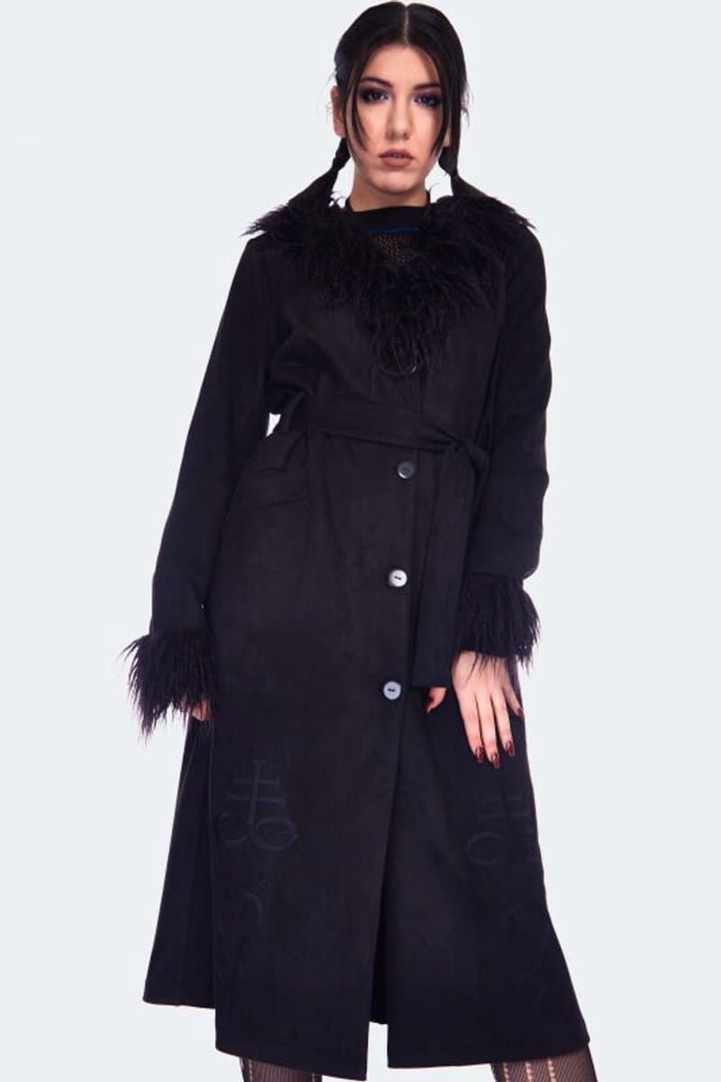 Jawbreaker Spirited Embroidered Maxi Suede Dames Lange jassen - zwart - XL