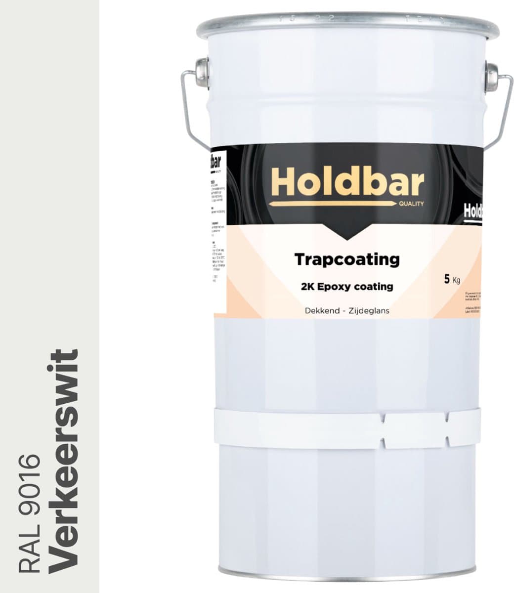 Holdbar Trapcoating Verkeerswit (RAL 9016) 5 kg - Trapverf - Slijtvast - Trap Verven - Gemakkelijk Schoonmaken - Bestand tegen zware belastingen
