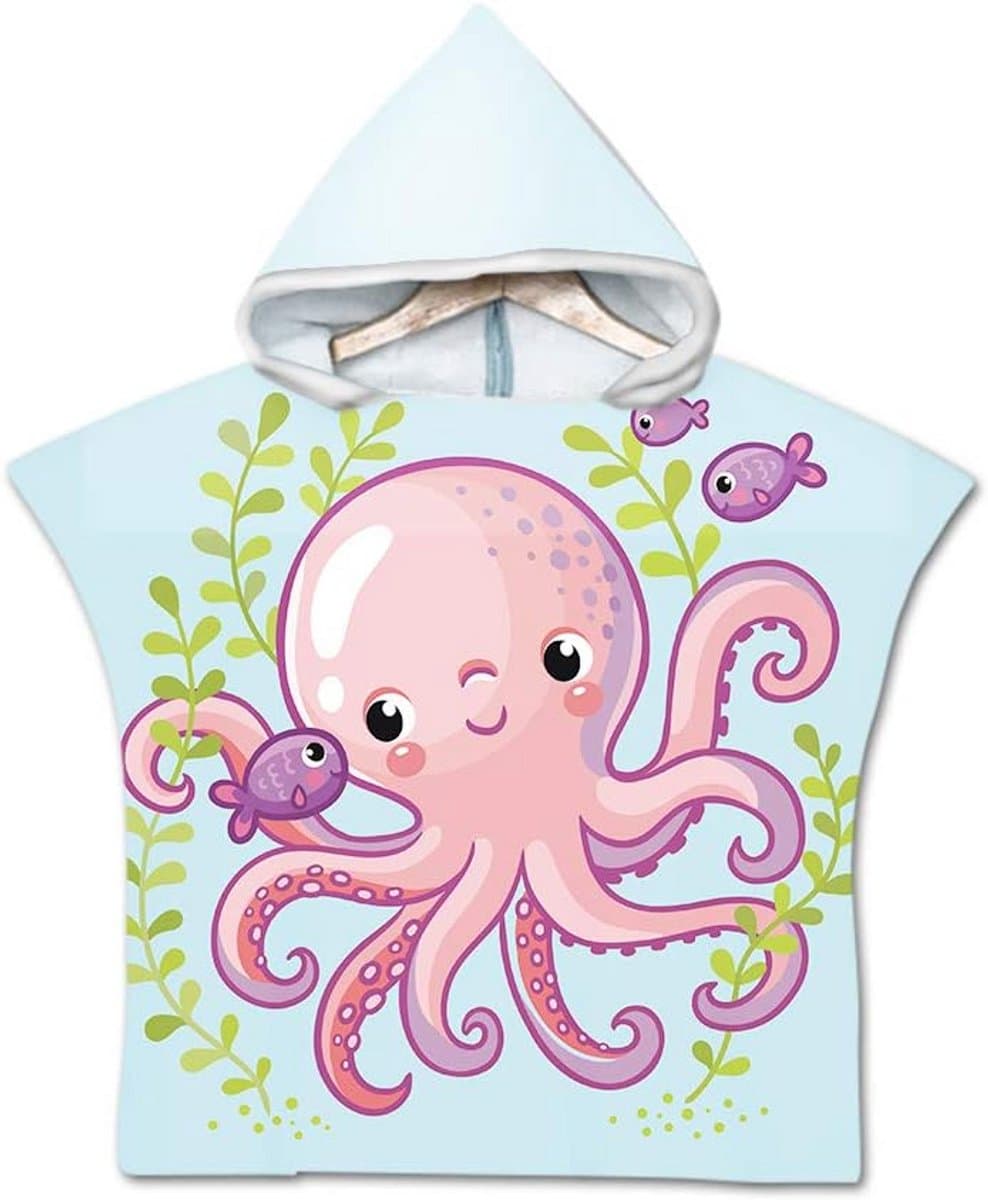 Zachte Babyhanddoek Poncho met Capuchon voor Kinderen - Sneldrogend Strandlaken voor Meisjes en Jongens - 0-6 Jaar, Oceaan Dieren
