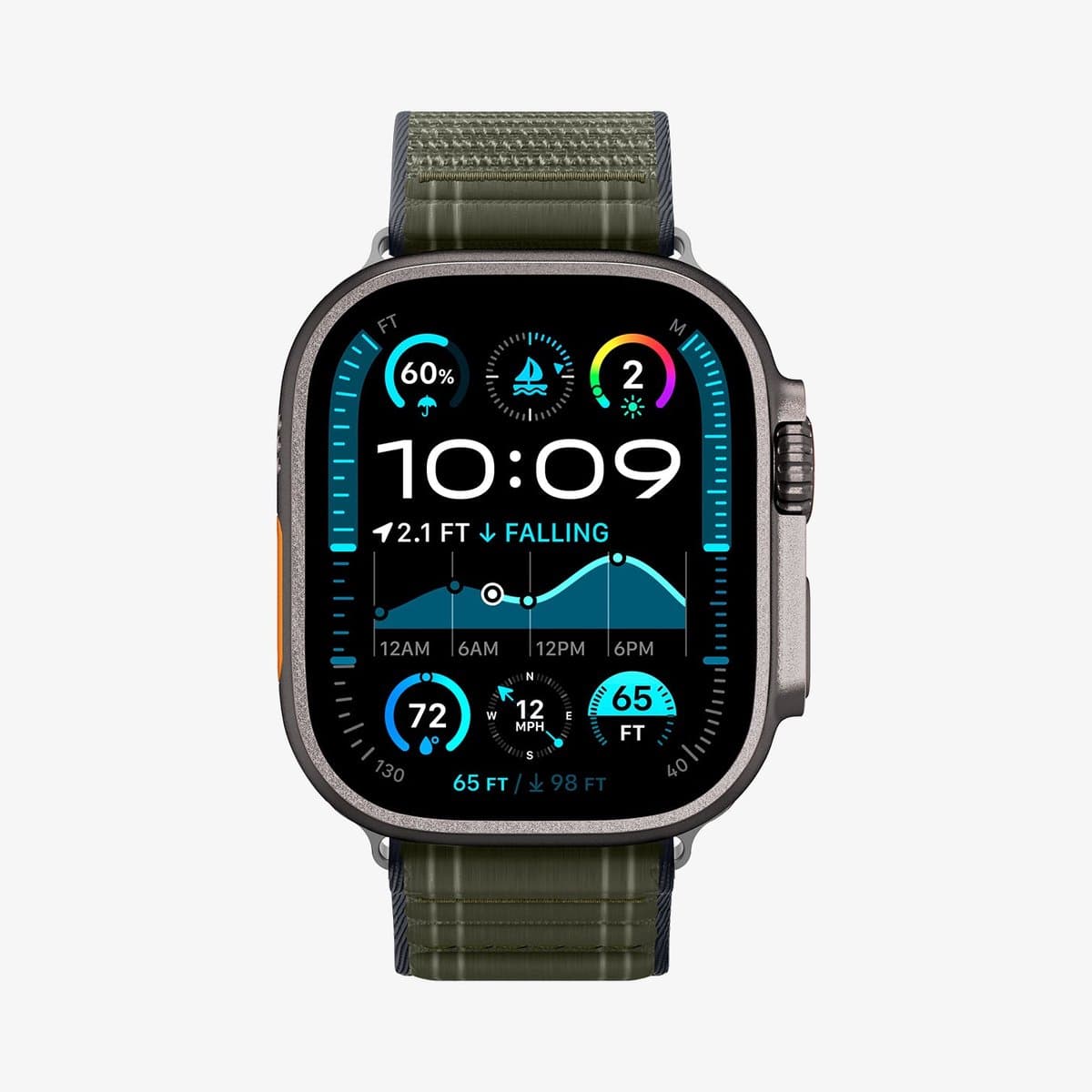 Spigen Stoffen Bandje (Klittenband), Groen - Apple Watch 49Mm/46Mm/45Mm/44Mm