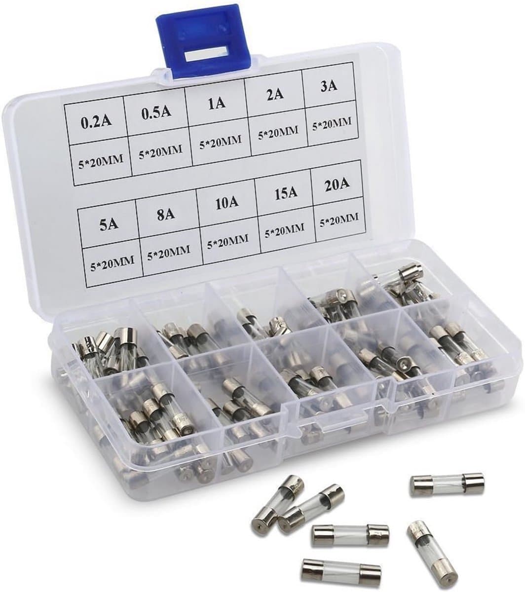 5 x 20 mm Snelle Blow-Glaszekeringen - 100 Stuks Diverse Ampèrewaarden