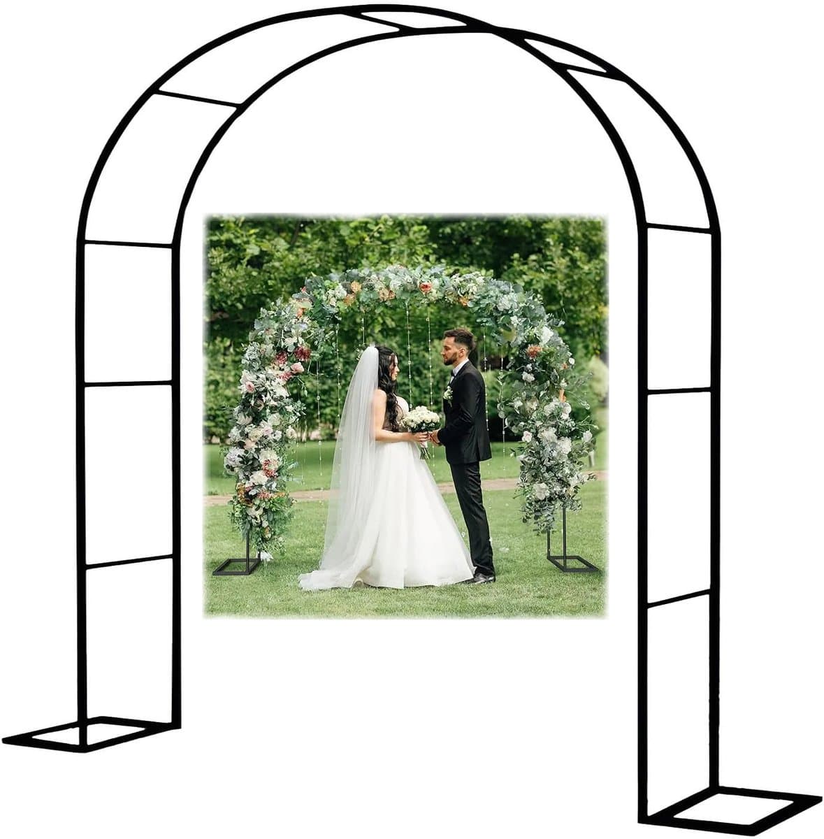 Tuinboog - voor klimplanten, stevige steun voor wijnranken, rek voor zwarte rozen, prieel en ballonnenframe, stijlvolle bruilofts- en buitendecoratie