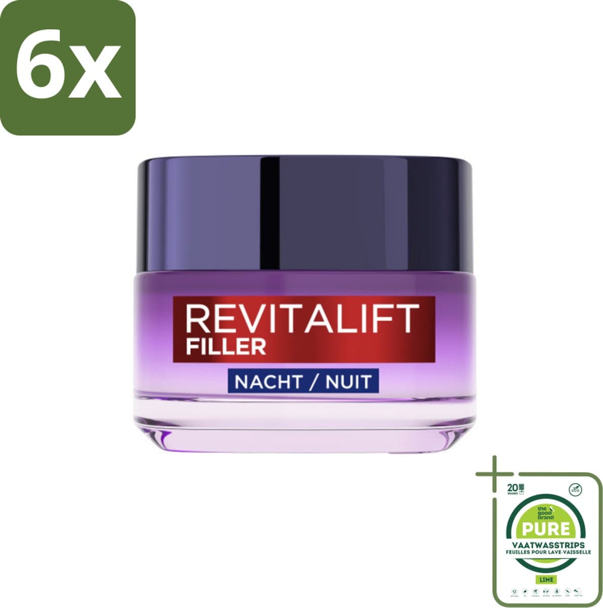 L'Oréal Paris Revitalift Filler - Nachtcrème - Anti-Veroudering - 50 ml - Voordeelverpakking - 6 stuks - Nachtcreme - Anti-rimpel