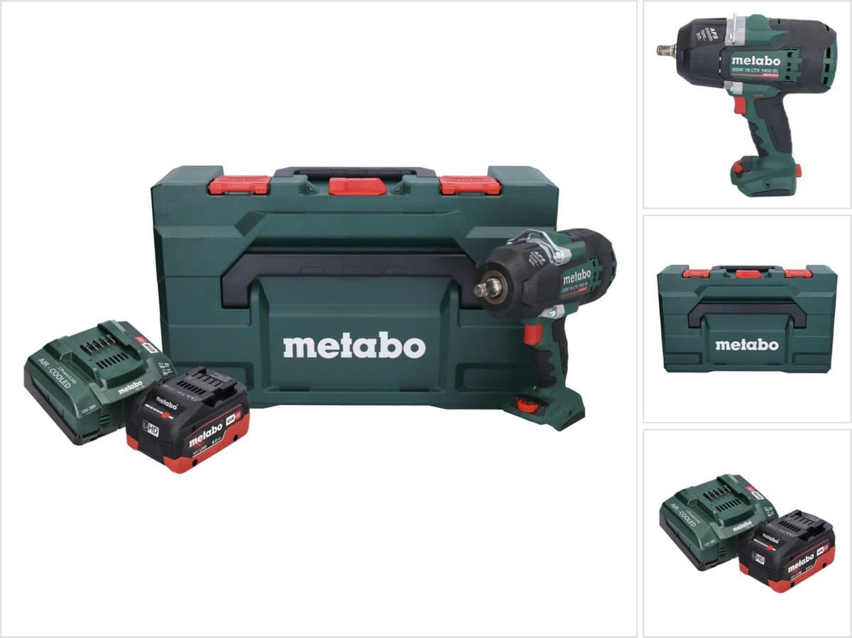 Metabo SSW 18 LTX 1450 BL accuslagmoersleutel 18 V 1450 Nm borstelloos + 1x oplaadbare accu 8.0 Ah + lader + metaBOX