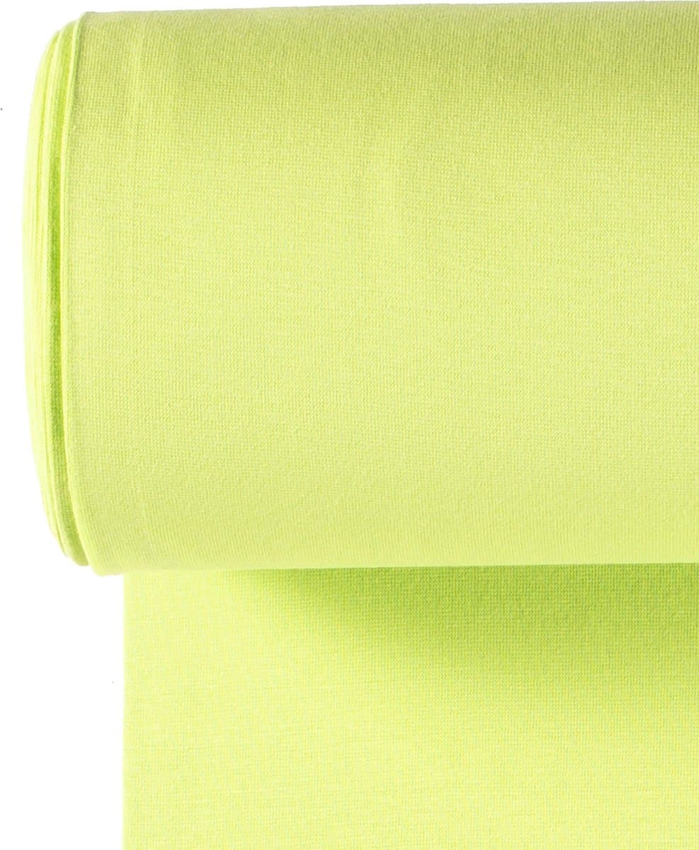 Boordstof Uni Rondgebreid 35 cm per Meter – Limoen – Elastische Boordstof voor Mouwen, Hals & Taille