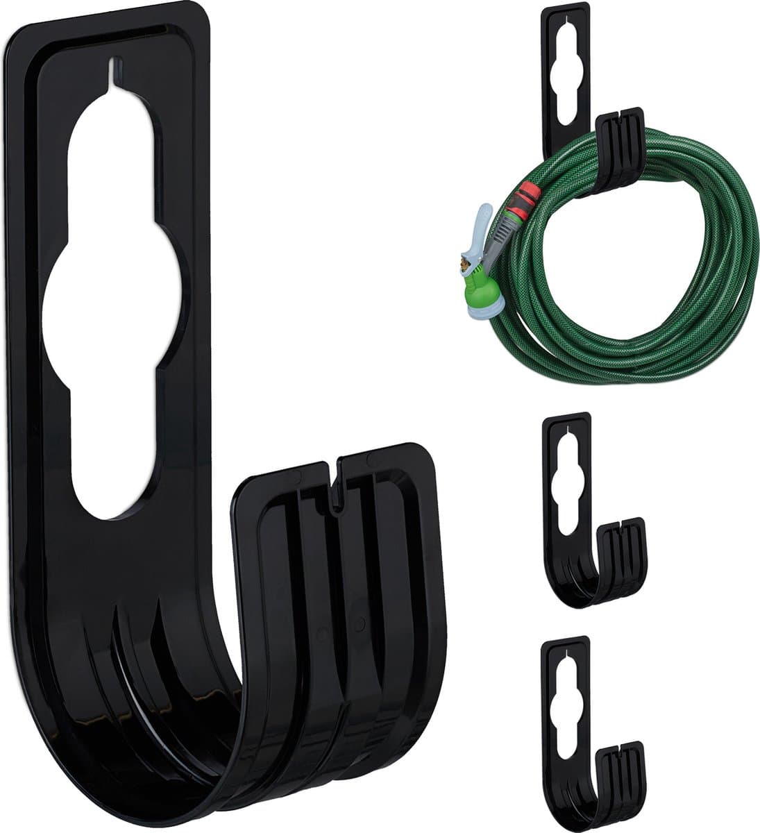 tuinslanghouder - set van 4 - voor tuinslang tot 30 m - wandslanghouder - tot 5 kg