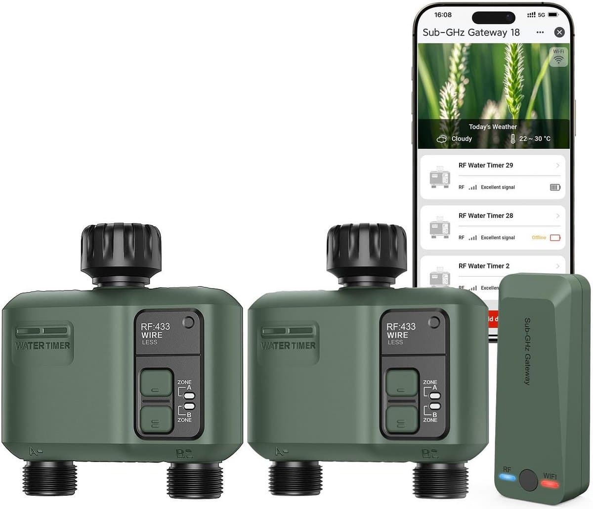 Automatische Wifi Bewateringscomputer met 2 Uitgangen voor Tuin en Gazon