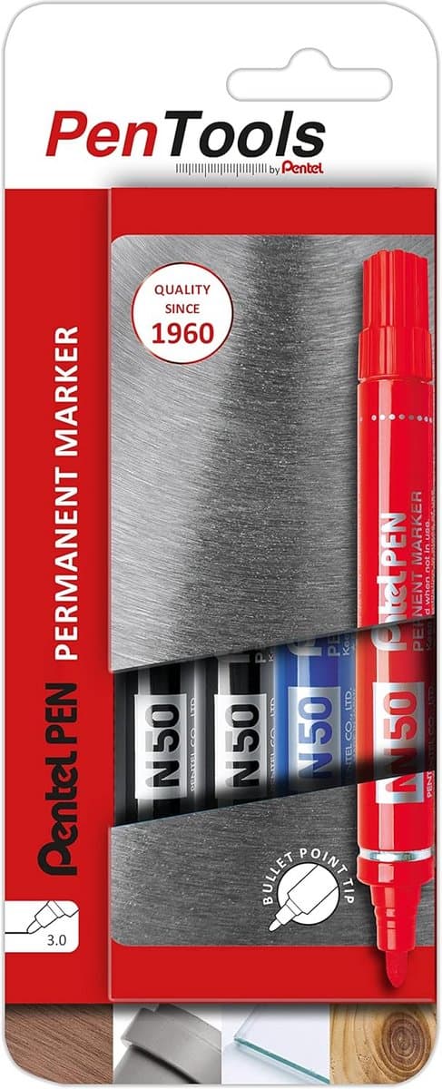 Permanente Markers Set - Assortiment van 4 Stuks met Robuuste Ronde Stiftpunt (3.0 mm)