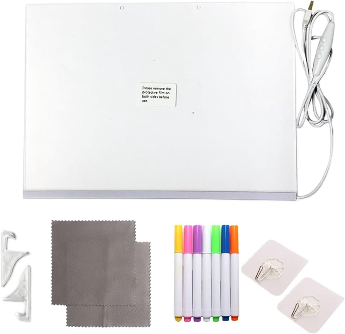 LED Tekentablet - Krabbel Tablet - Creatief Schrijven - 7 Kleuren Pennen - Groot formaat