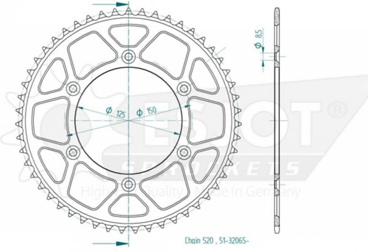Couronne de transmission Esjot pour Moto KTM 620 SXC 2000 à 2001 Neuf