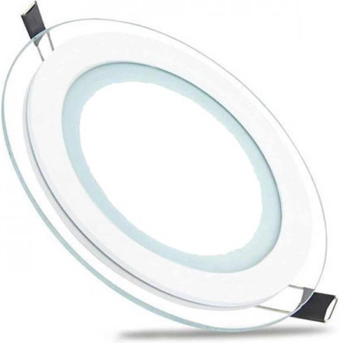 LED Downlight Slim - Inbouw Rond 12W - Helder/Koud Wit 6400K - Mat Wit Glas - Ø160mm