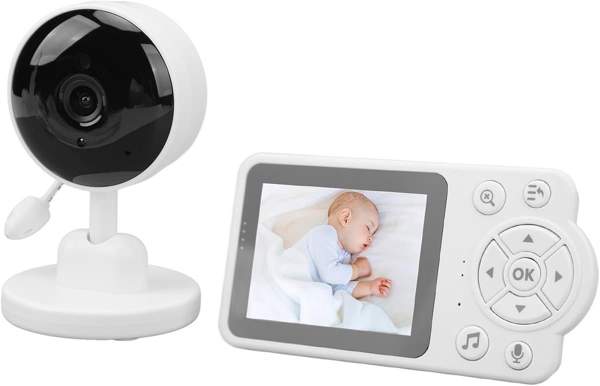 Babyfoon met Camera - Video Monitor - Babybewaking Thuis - Temperatuur Herkenning - 2.8 Inch HD - Wit