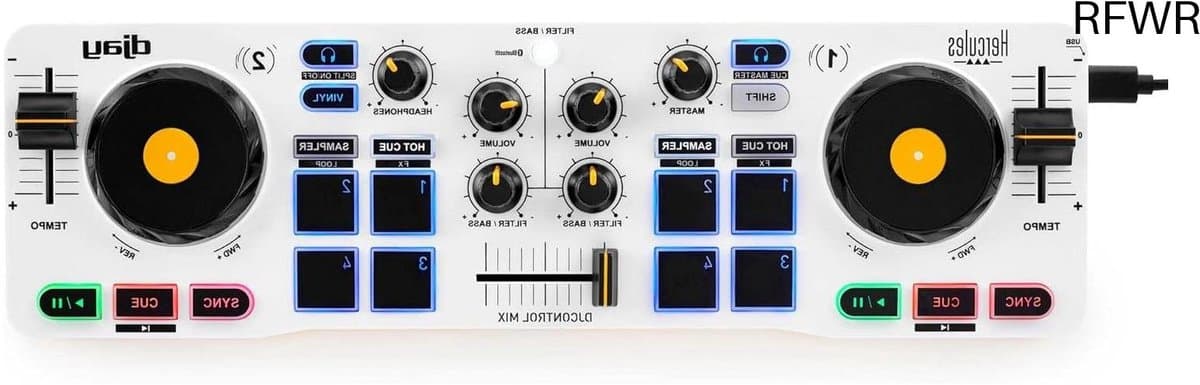 DJ Controller - Muziek Mixer - Feestjes Organiseren - Bluetooth Connectiviteit - 34 cm Breed - Wit Zwart