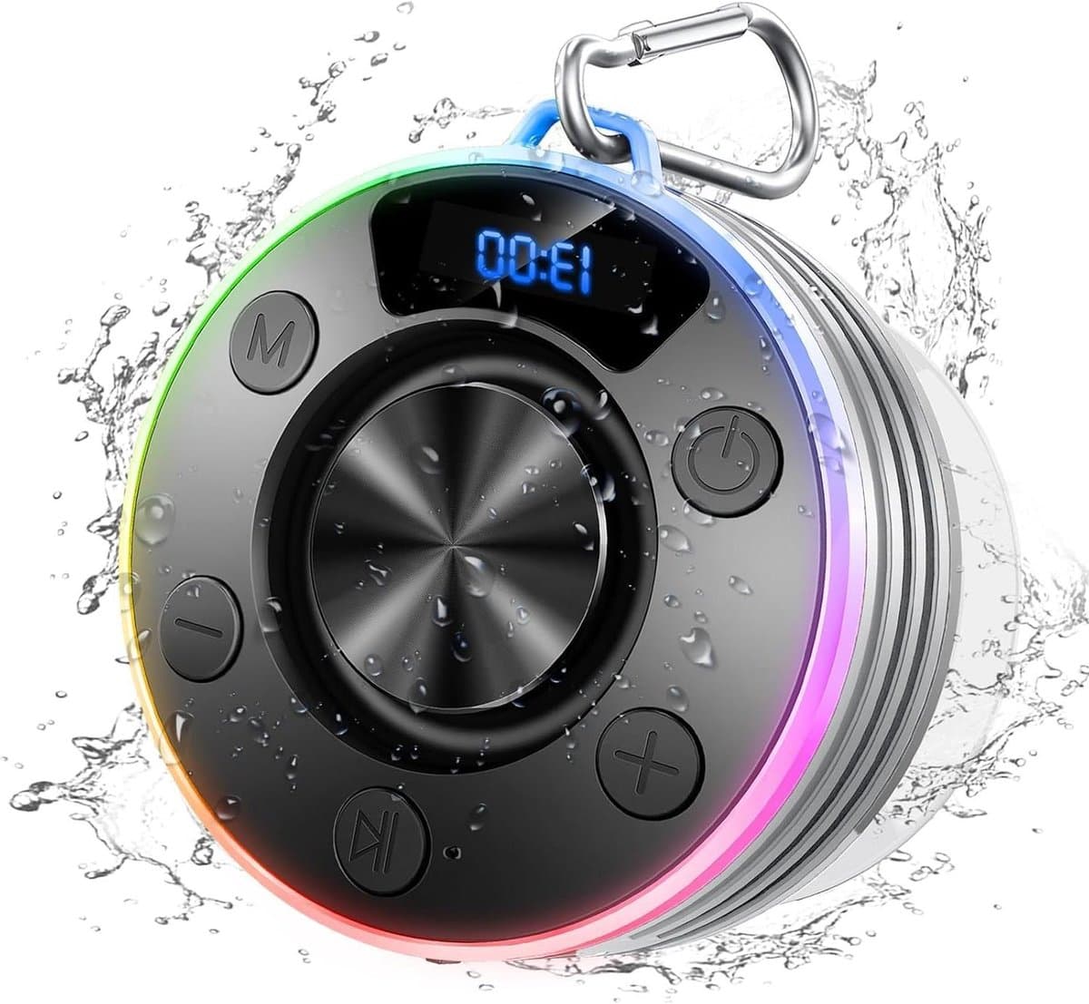 Bluetooth Douche Speaker - Waterproof Speaker Muziekbox - Muziek Luisteren Douche - IPX7 Waterdicht Tijdweergave - 8 Uur Batterijduur - Grijs
